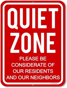 Quiet Please Signs,Quiet Zone Please Be Considerate of Our Residents and Our <strong>Neighbors</strong> 9 Inch by 12 Inch Tin Do Not Disturb Sign - Product Image 2