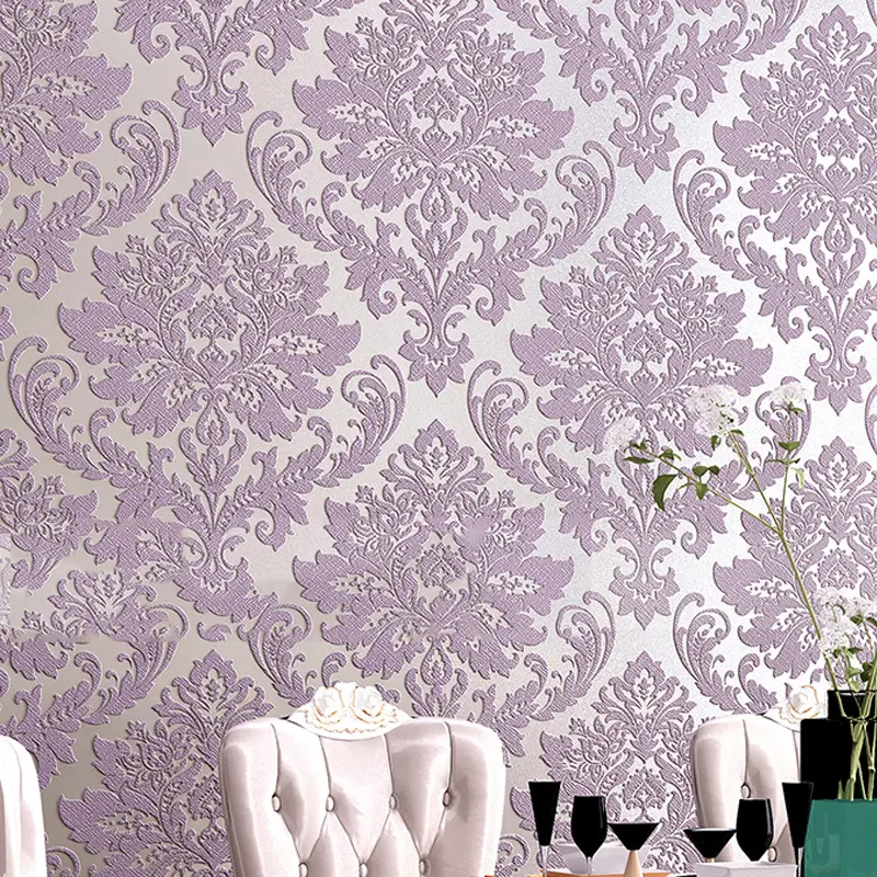 Papel de parede floral 3D para decoração de casa estilo europeu antigo à prova de umidade, parede para quarto e sala de estar