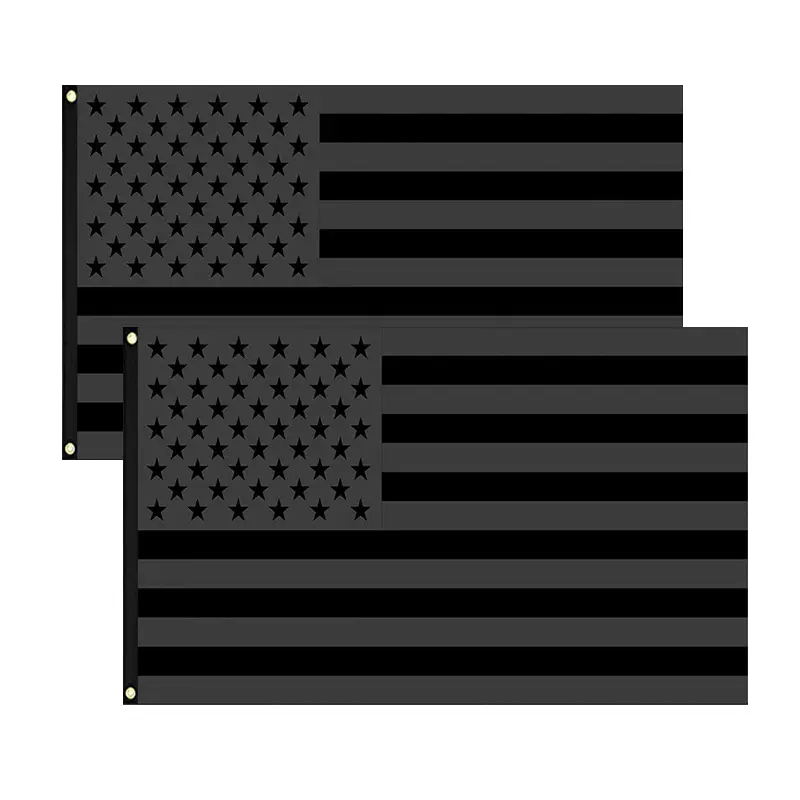 Tissu polyester 90x150cm imprimé drapeau américain 3x5 pieds tout noir.
