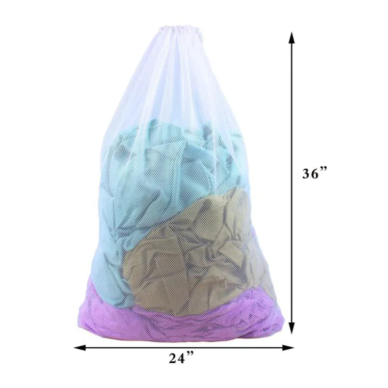 Toptan ev net ipli çamaşır torbası ekstra büyük örgü çamaşır yıkama çantası için İpli ile çorap iç çamaşırı sutyen