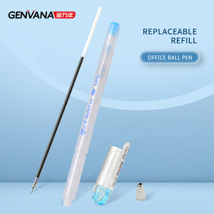 Genvana Nhà Máy Bán Buôn Cung Cấp Tùy Chỉnh Bút Bi 0.5Mm Bán Kim Nip Đen Màu Xanh Mực Văn Phòng Nhựa Bóng Bút - Product Image 2