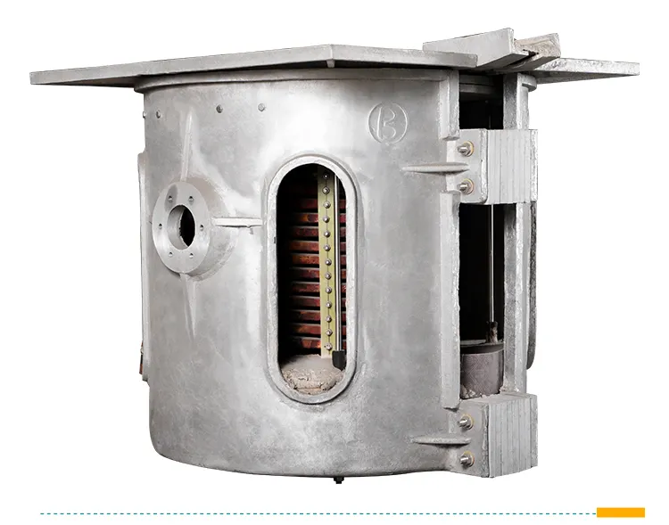 Fournisseur de four 2000kg traitement thermique fonte fonte de sécurité électrique coque en aluminium creuset four à Induction en cuivre fondu