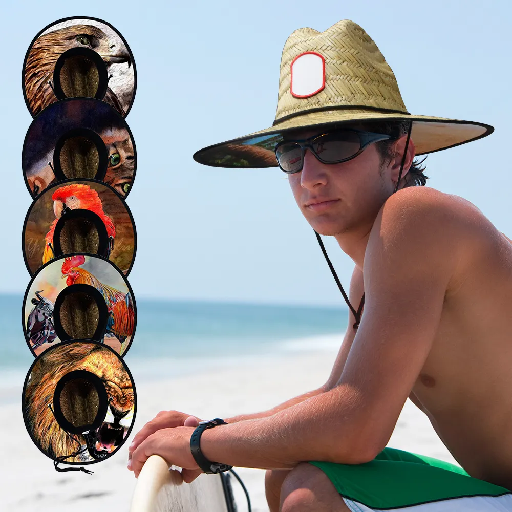 Sombreros de salvavidas para playa al aire libre, sombreros de salvavidas, ala grande, hueco, salvavidas, Safari, paja, verano, playa, sombrero de paja