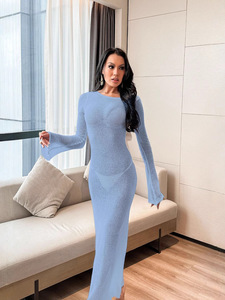 تصميم عصري جديد للنساء على الطراز الأوروبي والأمريكية من قطعة واحدة للشاطئ أكمام الطويلة بنمط سادة شعار تنورة مثيرة بمكشوفة - Product Image 5