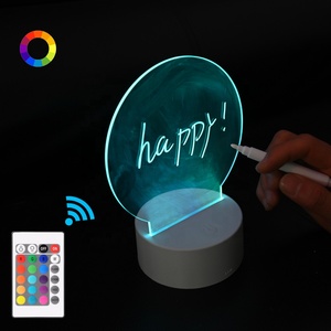 ניתן למחוק לכתיבה חוזרת יצירתי עשה זאת בעצמך RGB <span class=keywords><strong>LED</strong></span> זוהר 3D תזכיר הודעה אלקטרונית הודעה זוהרת אקריליק לוח כתיבה אור לילה שינה - Product Image 1