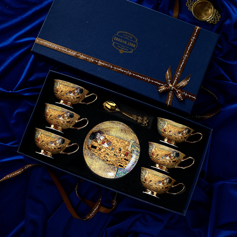 Kiss exquisite gift box (blue 6 cups dish spoon)