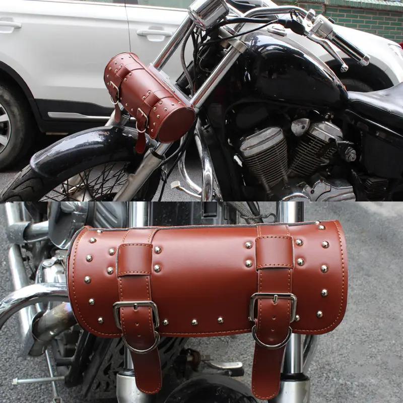 Lederen Achterbrug Enkele Side Pannier Motorfiets Chopper Fiets Gereedschapstas