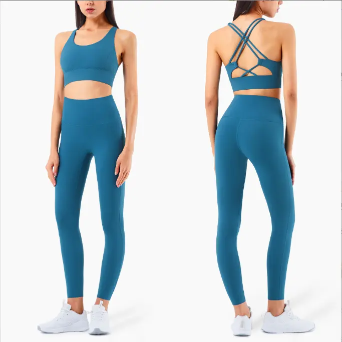 Conjunto de entrenamiento con correas cruzadas para niñas, ropa Sexy con logotipo personalizado, ropa de gimnasio para hacer ejercicio