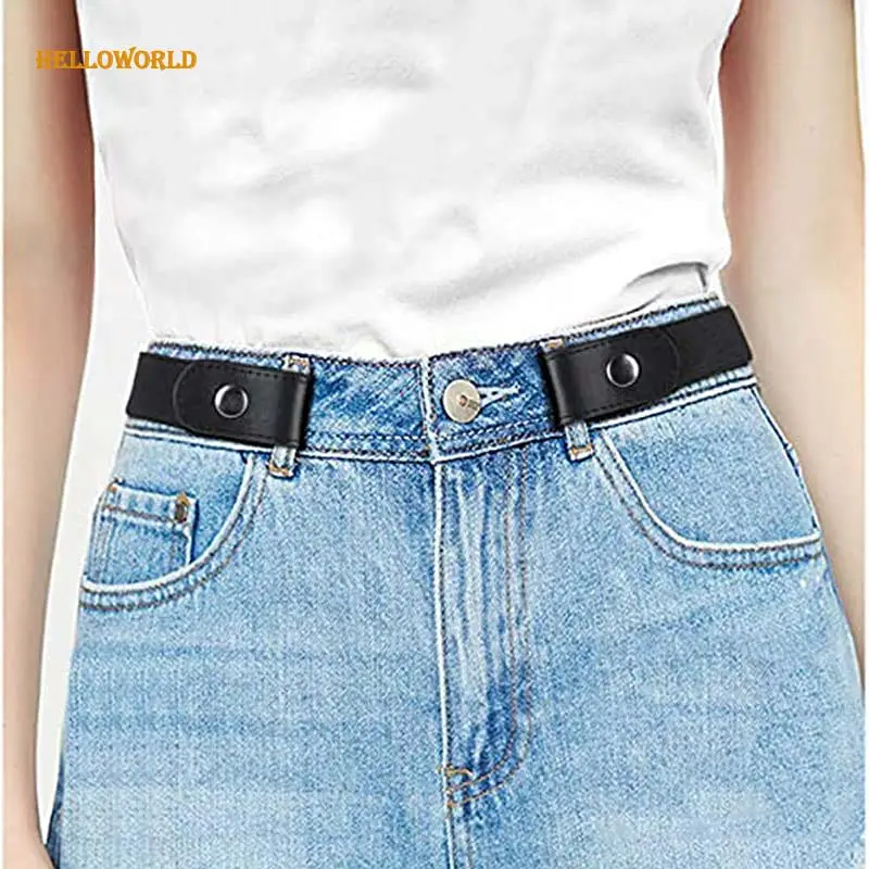 Sin hebilla señora vestido cinturón estiramiento Invisible ajustable diseño lona cinturón elástico moda Jeans pantalones tela cintura mujeres cinturón