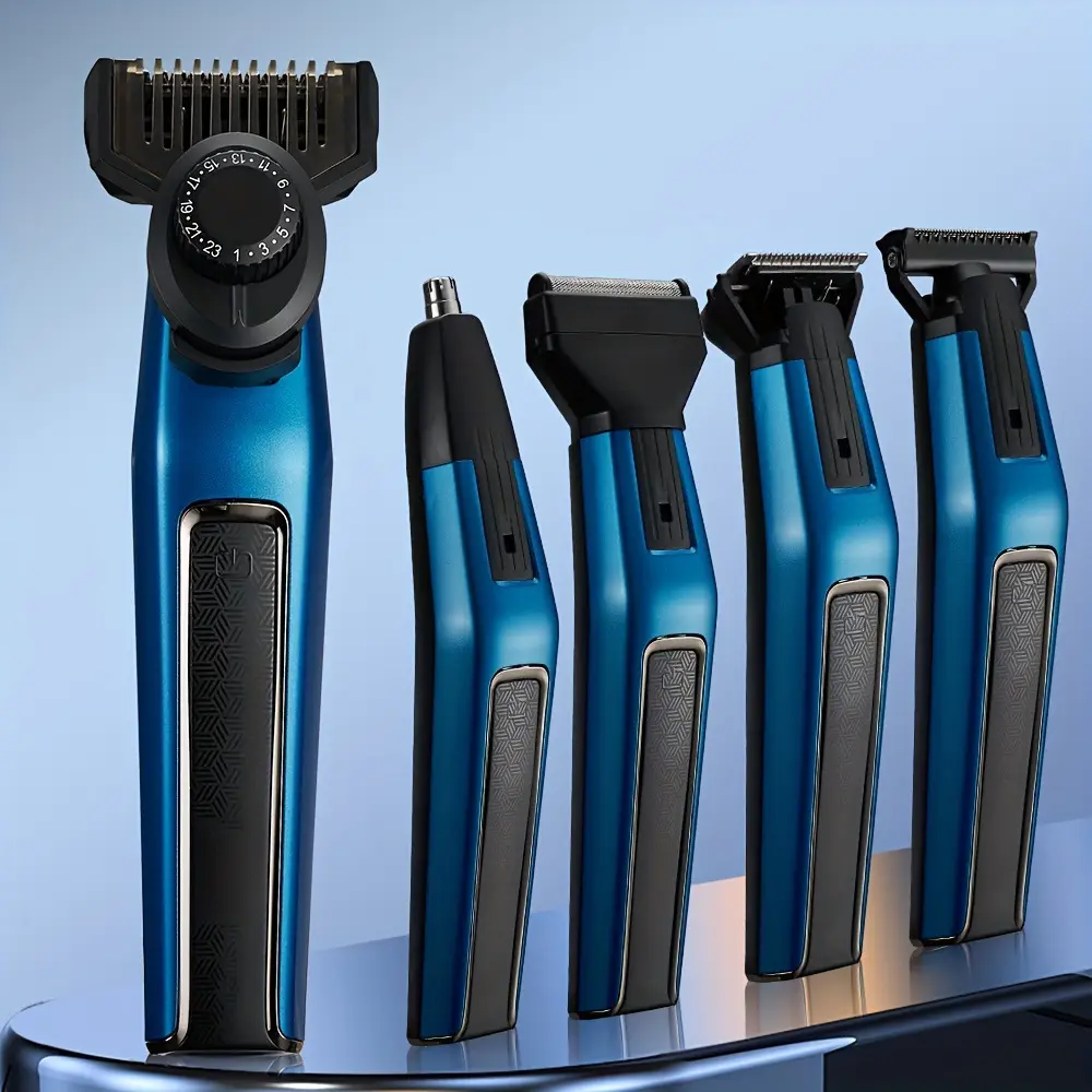 Best Selling Men's 5 in 1 Personal Groomer Kit Long Detachable Handle Waterproof Body Hair Trimmer with Single Blade Shaver Face