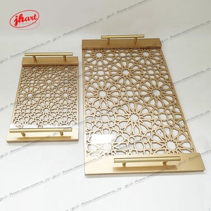 带手柄的伊斯兰图案托盘金木玻璃托盘 - Product Image 3