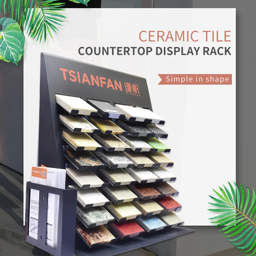 Custom Logo Granite Sample Black Tile Desktop Racks Tabletop Quartz And Ceramic Stand Countertop Stone Displays Rack