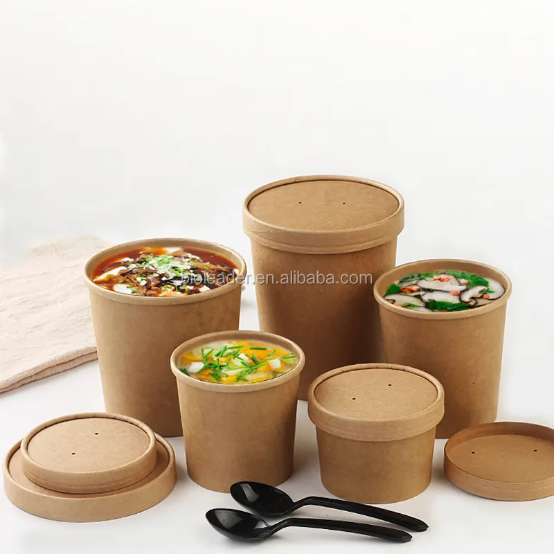 Disposable Food Grade Takeaway Leak-proof Cardboard PE Coating Paper Soup Cup Bowl