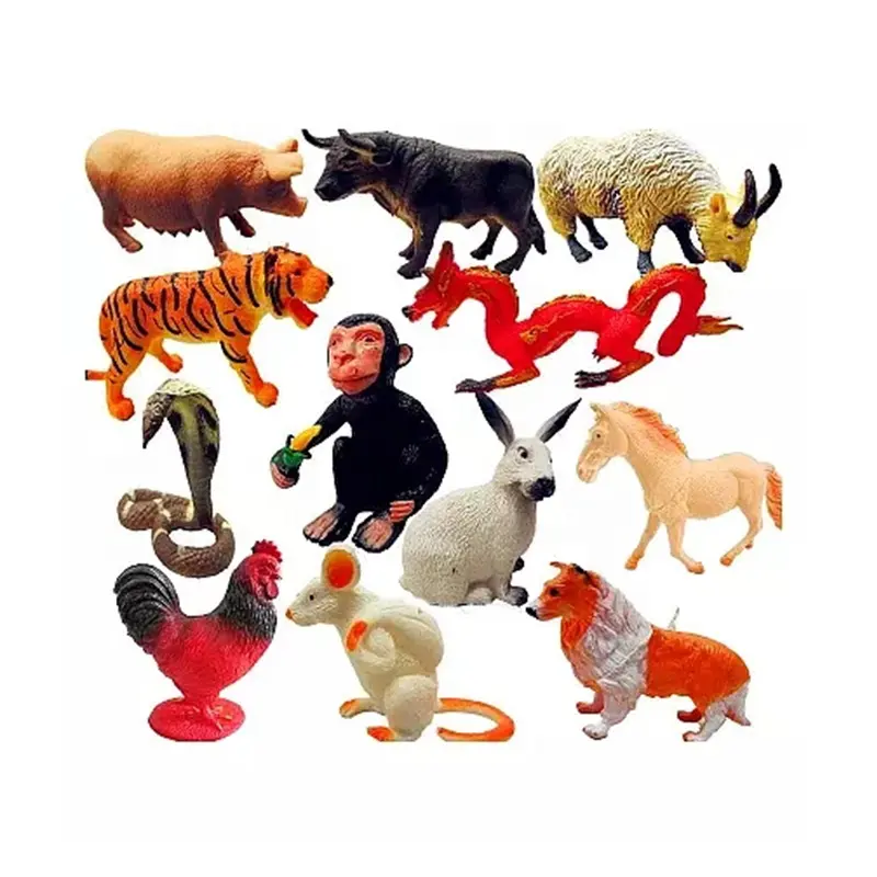 Zodiaco chino personalizado figuras de plástico OEM PVC de moda Animal juguetes para niño