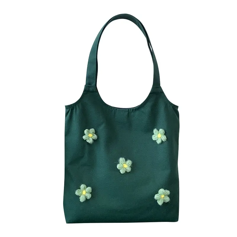 चुंबकीय स्नैप के साथ कम MOQ फूल वैयक्तिकृत कैनवास कढ़ाई कपास शॉपिंग कैनवास टोट बैग