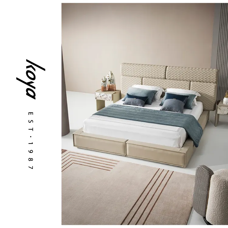 Cama de luxo italiana, conjunto de quarto, móveis, king size, moderno, cama de casal, jogo de móveis, cama de luxo, couro