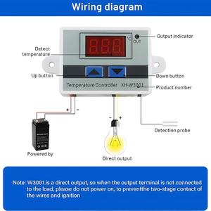 XH-W3001デジタルLED温度コントローラモジュールマイクロコンピュータサーモスタットスイッチ温度計防水プローブ付き - Product Image 3