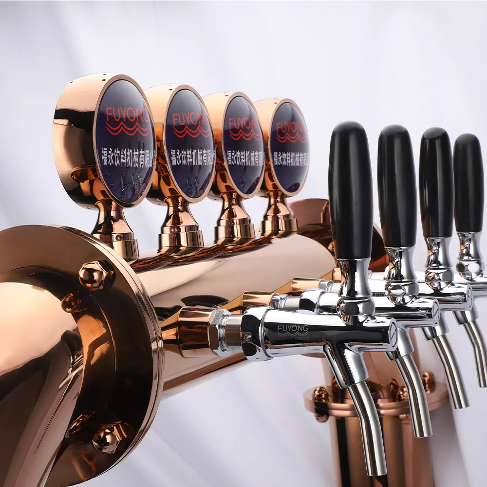 Fuyong Copper Custom Biers äule U-Form 4 Tap Beer Tower Bar Edelstahl Kühler Spender Bier