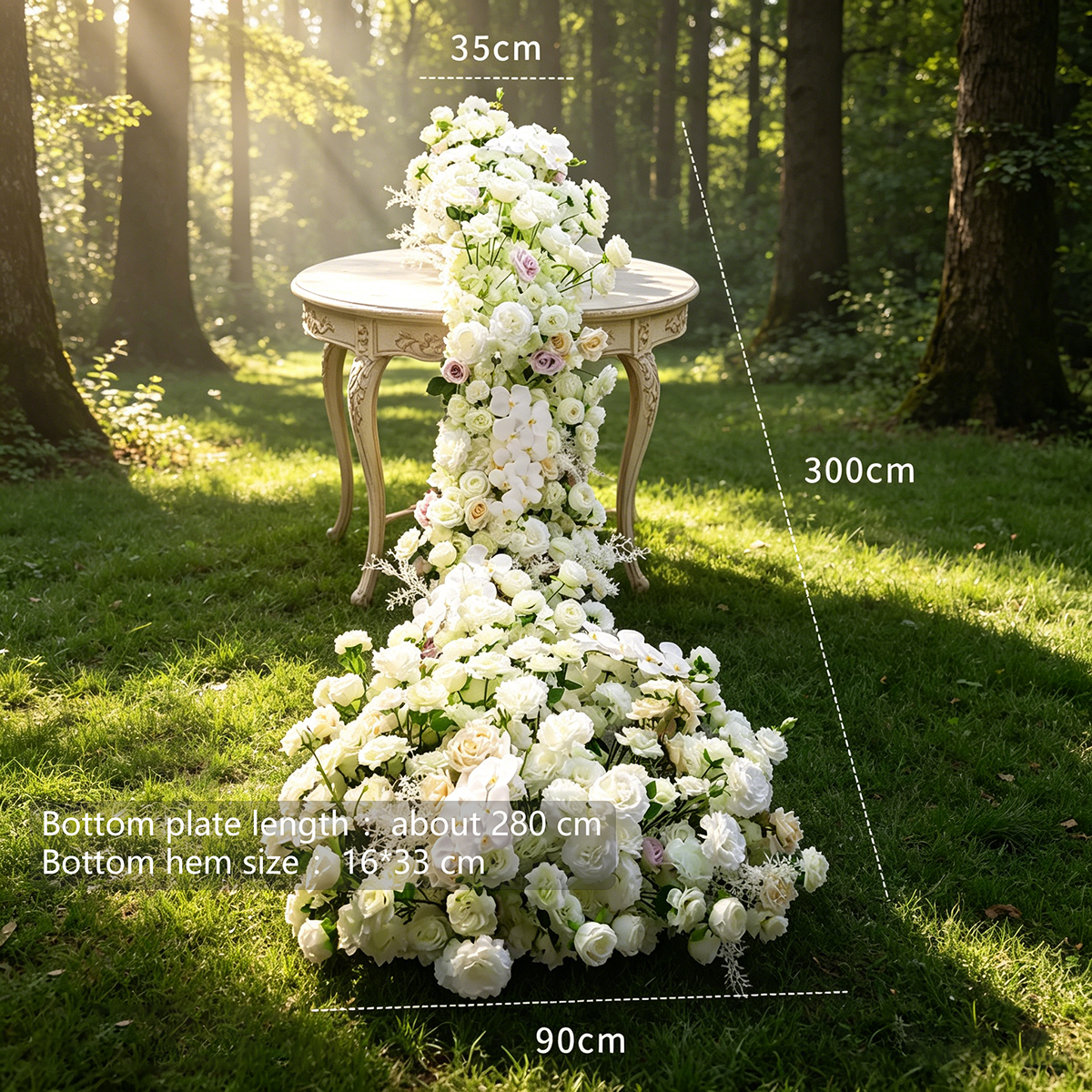 3m white koi peony waterfall flower without shelf sucker