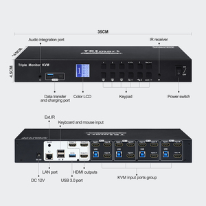 TESmart OEM ODM 4X3 HDMI KVM conmutador compatible con HDCP HDR EDID de salida de Audio de escaneo automático 4K60Hz HDMI KVM Switch - Product Image 3
