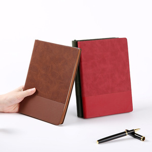 Cuaderno de PU de empalme de rayas personalizado, cuaderno A5 de cuero suave para reuniones de oficina al por mayor, diario de estilo Simple Ins - Product Image 3