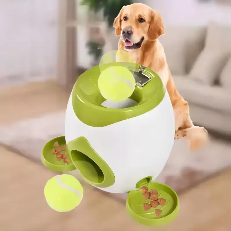 A Mazon Custom Interactive Pet Toy Automatic Throw Leak Food Feeder Treat Dispenser Dogs Training Tennis Ball Thrower Launcher