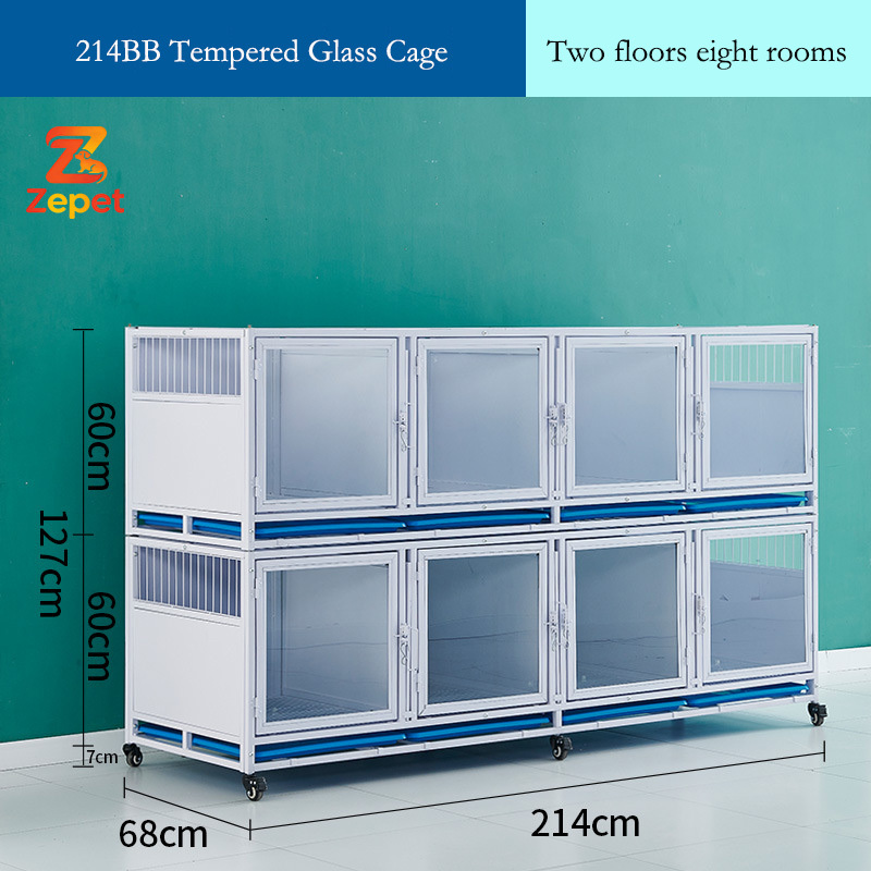 White tempered glass cage 214BB