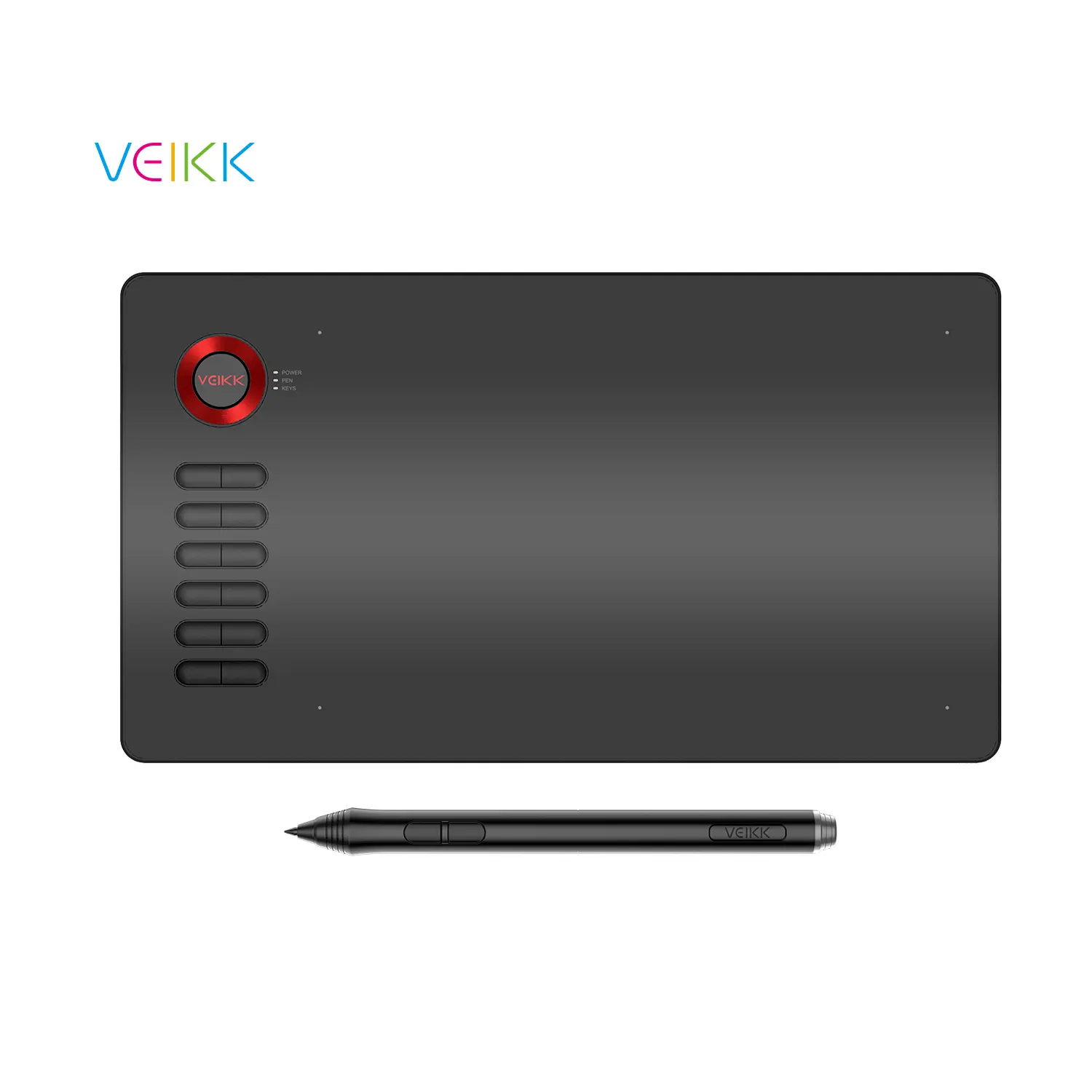 VEIKK新しいA15グラフィック描画タブレット (マイクロUSBコネクタ付き) 他のコンピューターアクセサリー (12キーと8192レベルのペン付き)