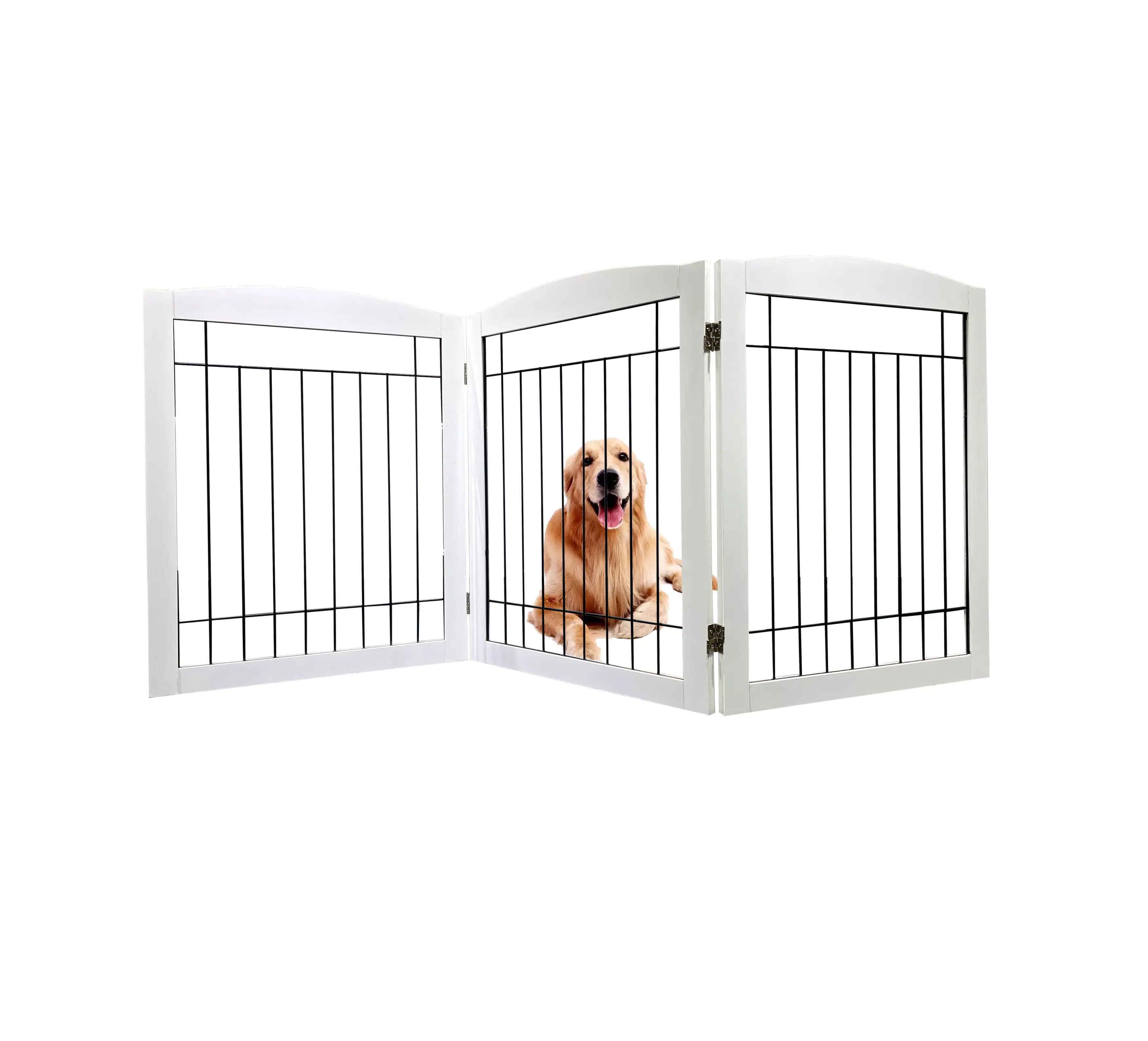 Desain OEM pagar penghalang anjing atau MDF kayu untuk gerbang hewan peliharaan pembatas dalam ruangan tangga dapat dilipat bebas berdiri gerbang hewan peliharaan untuk anjing kayu anjing