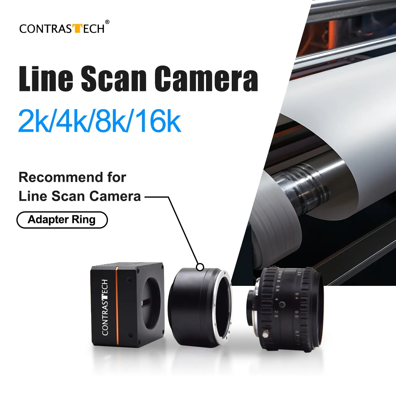 Anillo adaptador de lente de montaje en F Contrastech para instalación en cámara de escaneo de línea de montaje M42