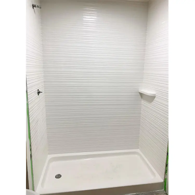 Revestimiento de pared de ducha de piedra de mármol artificial para baño de Hotel, paneles de pared de ducha de bañera de mármol cultivado Acrílico