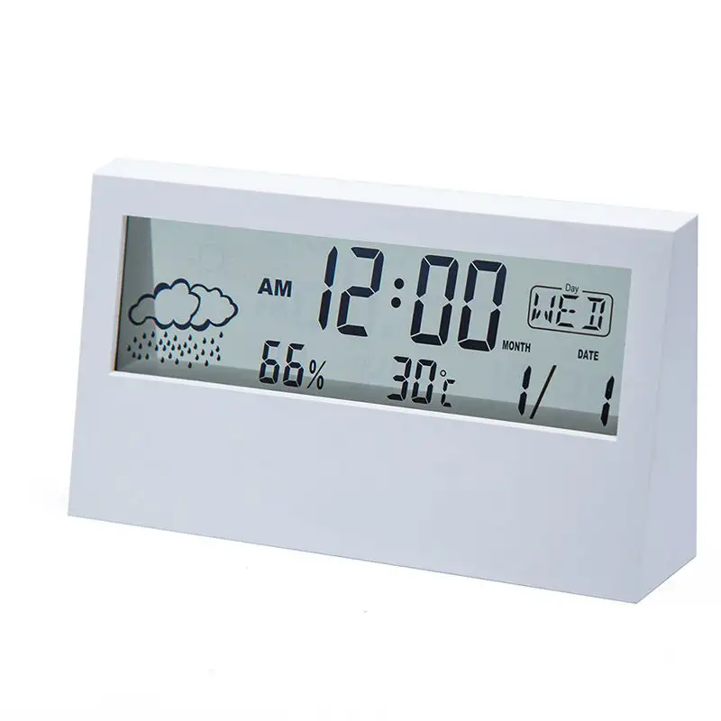 Метеорологические настольные часы для дома, студенческие светящиеся прозрачные часы с будильником для измерения влажности и температуры