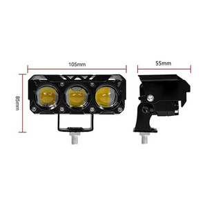 3镜头摩托车发光二极管聚光灯双色黄白色远光近光12V-85V镜头前灯驾驶员灯