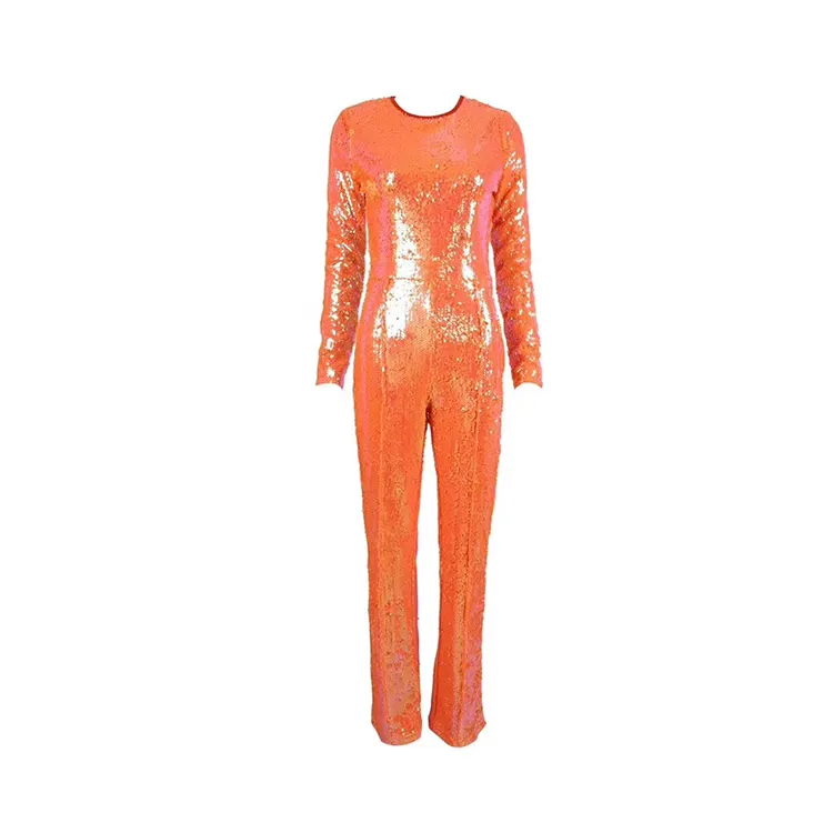 Conjunto de traje naranja con escote en V para mujer, Mono de moda para celebridades, 2020
