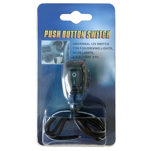 Easy to Installation 2 Gear Self-locking Black Pasting <strong>Push</strong> <strong>Button</strong> <strong>Switch</strong> With 50cm Wire Using in Car and Home
