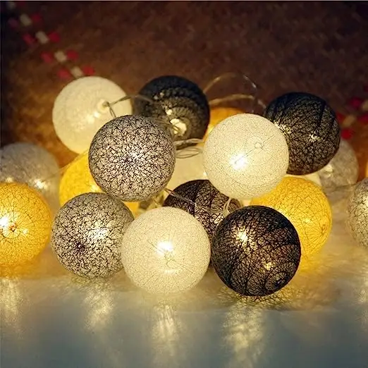 Großhandel 20 Glühbirne Fee Urlaub Dekoration Led Cotton Ball String Light