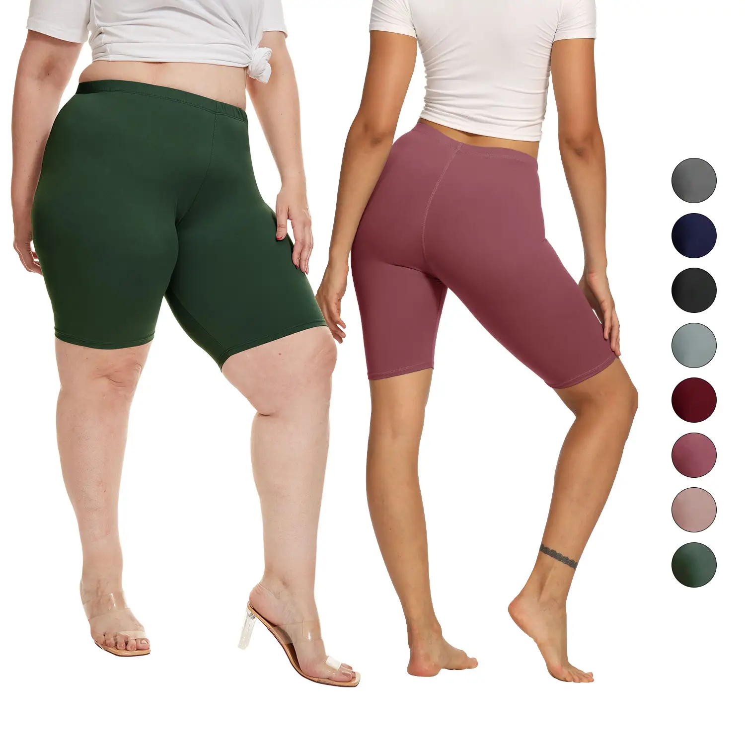 Shorts de motociclista plus size, shorts de ioga elásticos de cintura baixa, leggings de fábrica para meninas, shorts para mulheres de corrida, 2024