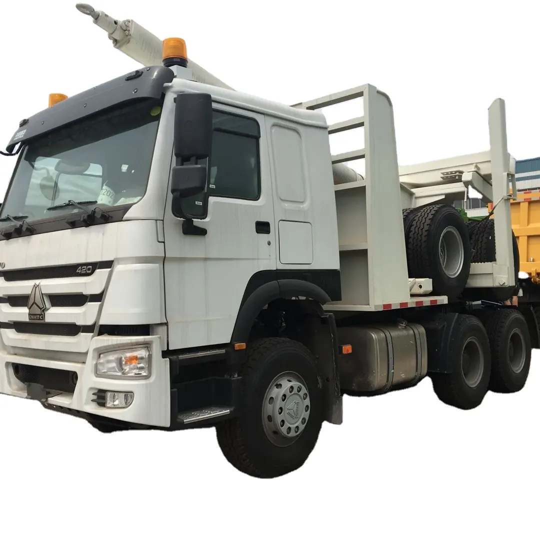 Sinotruk howo 400 430 hp log kamyon 3 aks ahşap taşıyıcı römork kereste taşıma günlüğü kamyon fiyat
