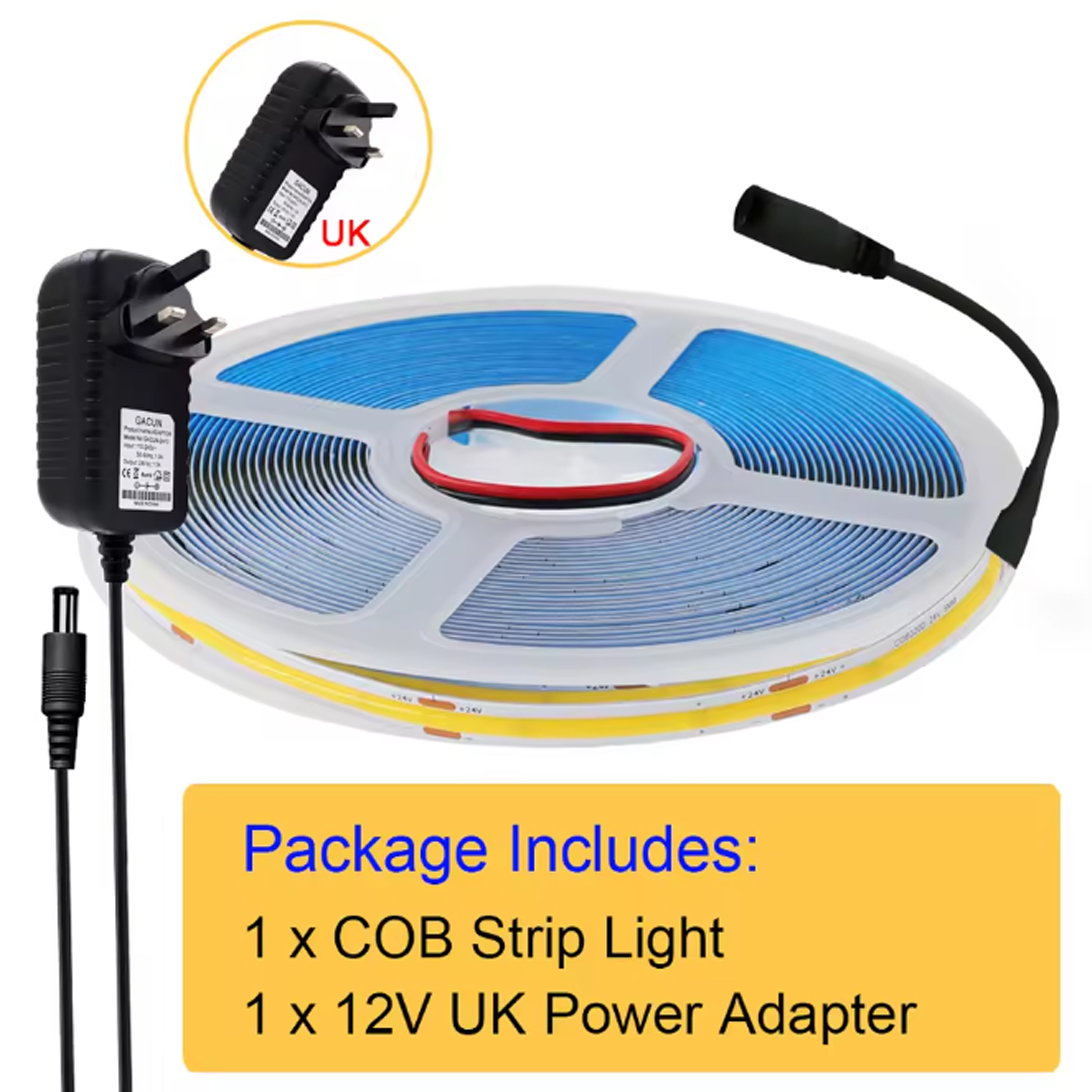 Lumière de bande + adaptateur BRITANNIQUE de puissance