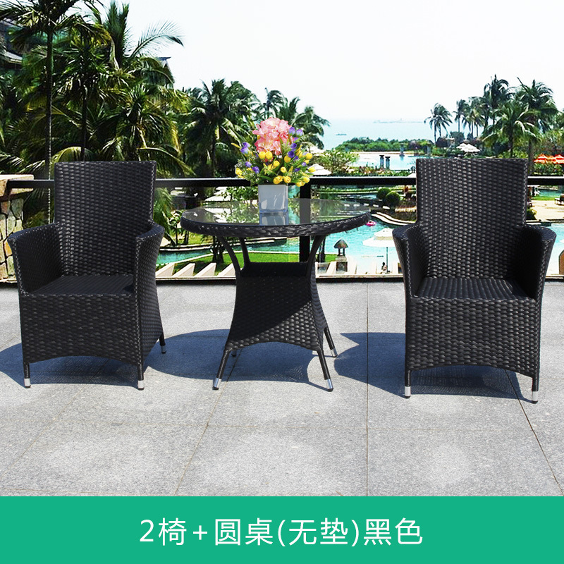 2 chair + 80x80cm round table-black