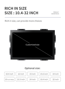Marco de metal industrial IP65 12 "15" 17 "Montaje en pared Monitor de pantalla táctil capacitiva integrado Marco abierto con USB - Product Image 6