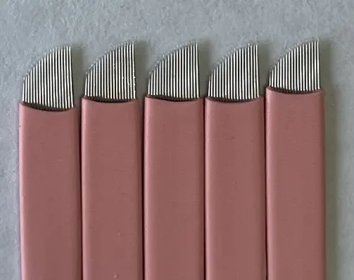 핑크 컬러 Garmar 멸균 나노 agujas 눈썹 문신 바늘 Microblading 나노 바늘 블레이드