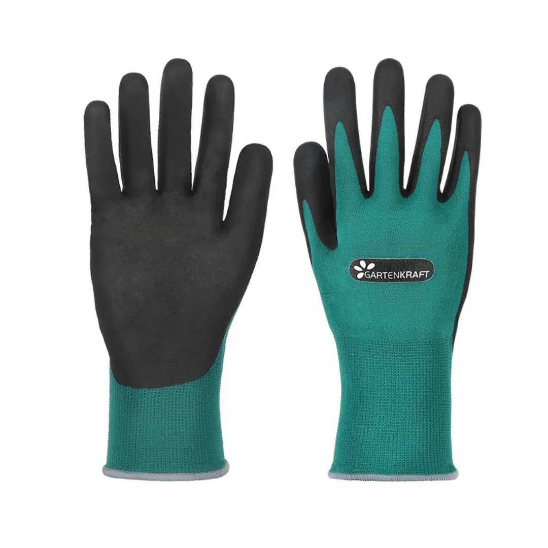 GARTENKRAFT Guantes de trabajo de nitrilo perfectos para el trabajo en el jardín Guantes de trabajo de jardinería Lavables a máquina para un uso prolongado