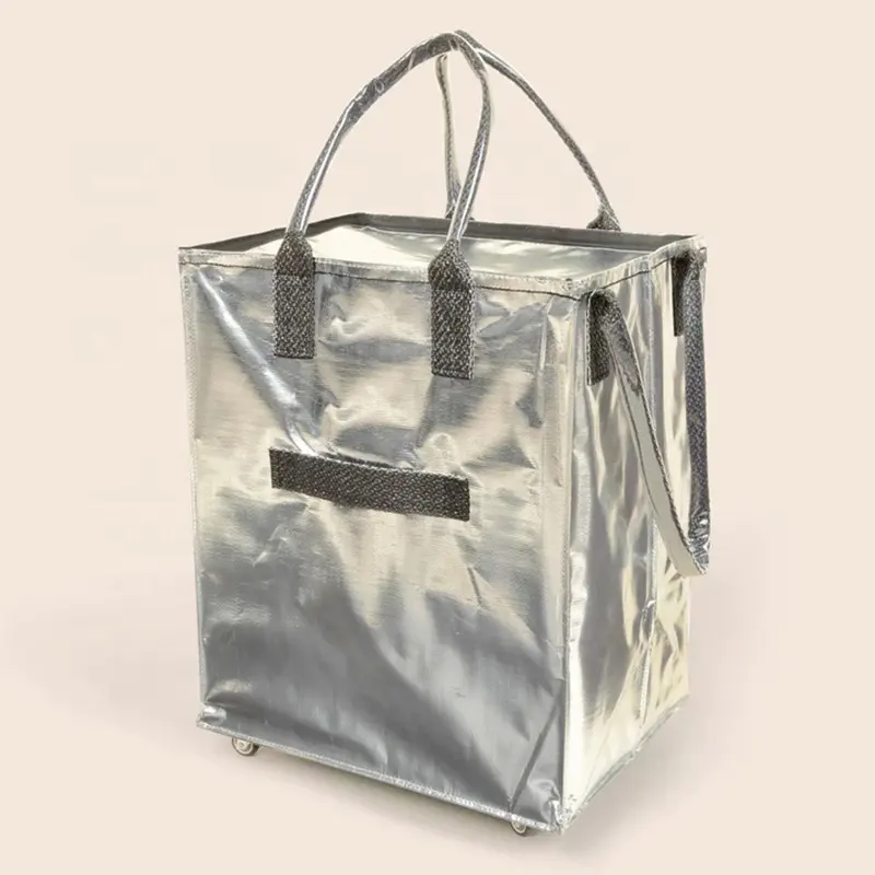 Sac fourre-tout à roulettes OEM Sac d'épicerie pliable en PP tissé Sacs à roulettes pliables