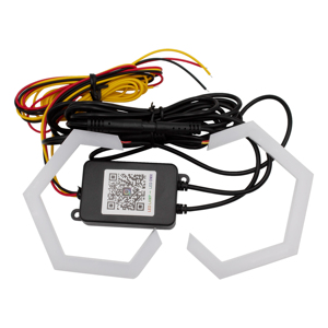<strong>Auto</strong> Angle Eye <strong>Light</strong> Daytime Running <strong>Light</strong> RGBW With Yellow Streamer 69/79/85/89MM APP Control 9-30V for Motorcycle Truck Car - Product Image 1