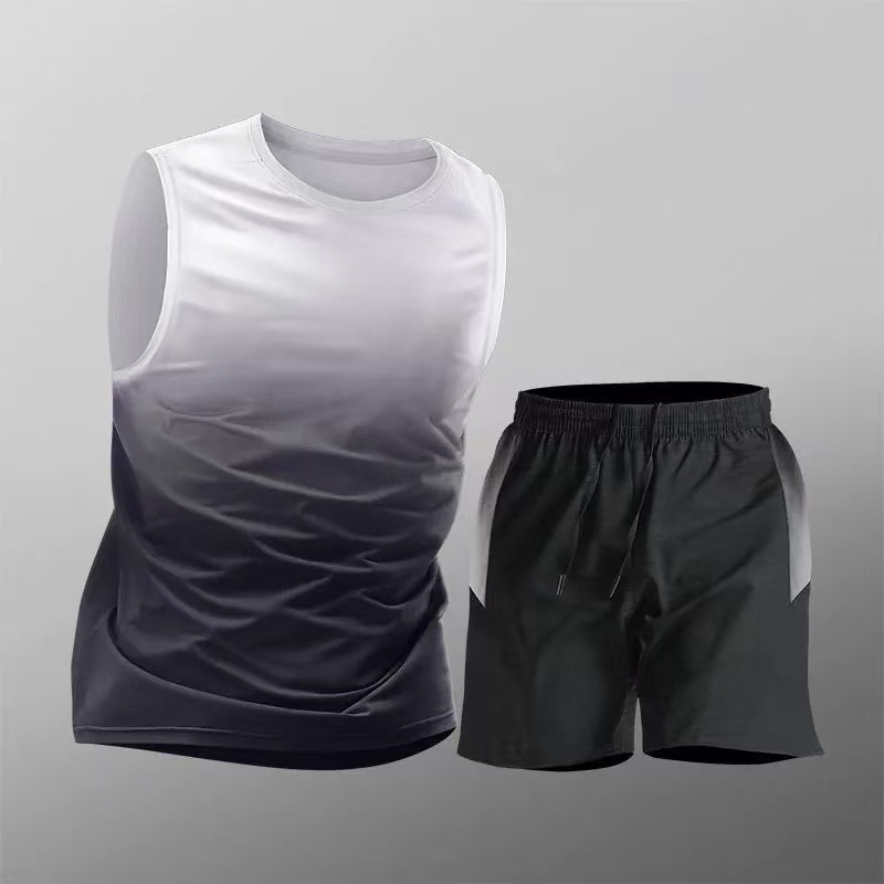Gradient Grey Tank Top Shorts Set