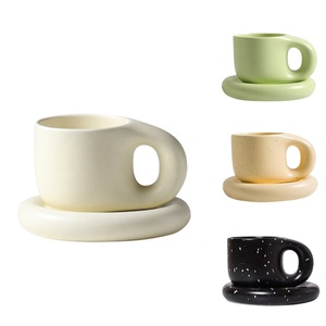 New Design Nordic Funny Chubby Office Milk Mug <strong>Cup</strong> and Saucer Set <strong>Solid</strong> <strong>Color</strong> Sublimation Custom Ceramic Coffee Mug - Product Image 1
