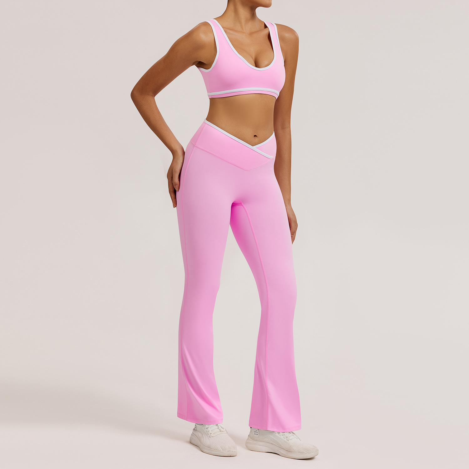 flare leggings + bra pink
