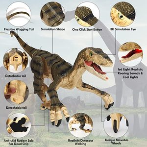 Remote Control RC Walking Dinosaur Robot <strong>Toys</strong> for Kids with LED Light &amp; <strong>Roaring</strong> Sound,Velociraptor Games - Product Image 3