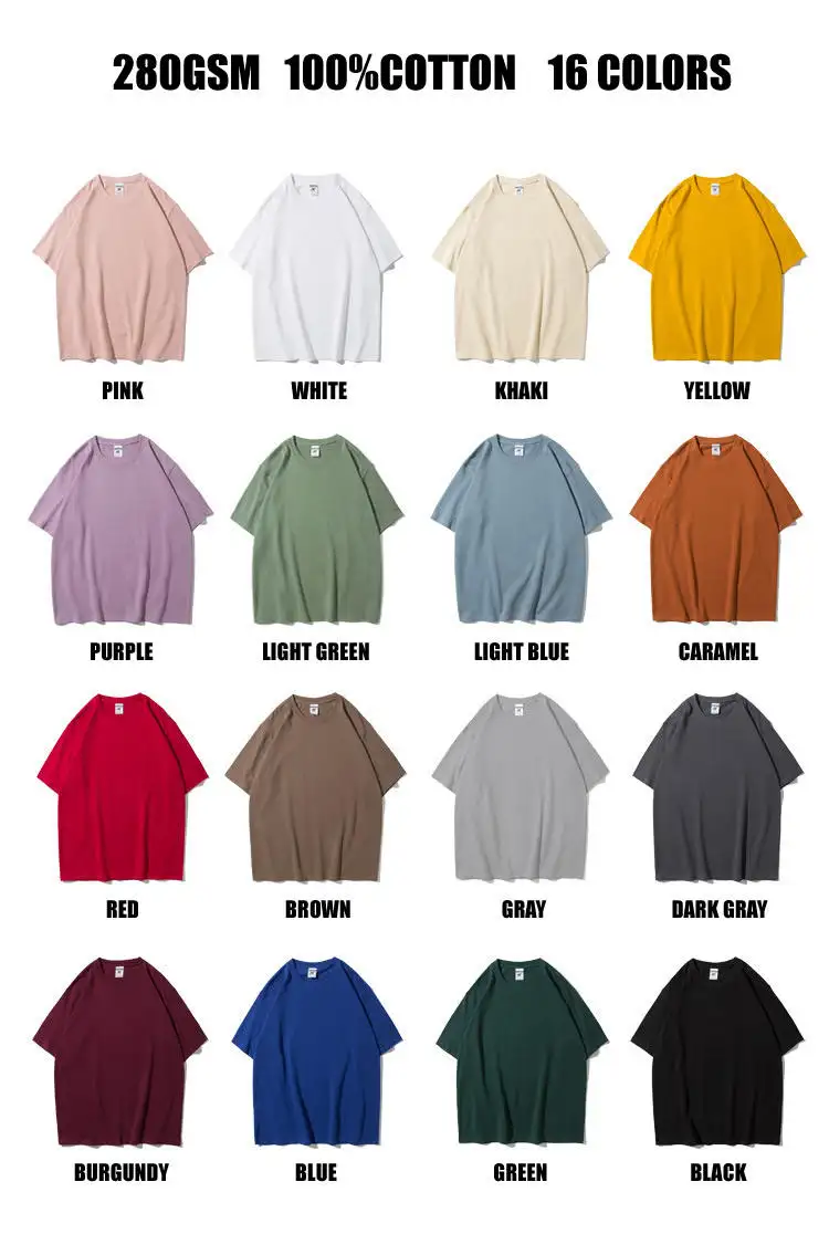 Camiseta de manga corta con hombros descubiertos de 280g de peso pesado LOGO personalizado de alta calidad 100% algodón camisetas lisas de gran tamaño para hombres